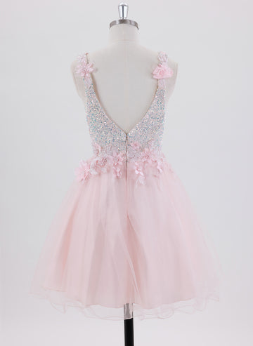 Ball-Gown/Princess Short Homecoming Dress With Sequins 3D Floral